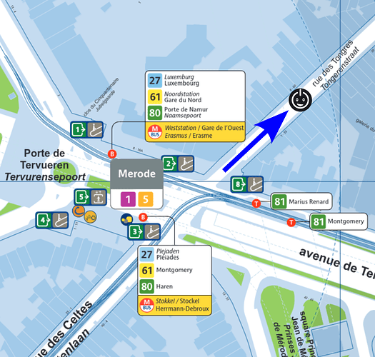 Map showing partial directions from Merode